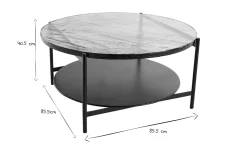 Miliboo Table Basse-Table basse ronde avec double plateau en verre recyclé et métal noir D85 cm WELLE