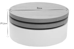 Miliboo Table Basse-Table basse ronde avec plateaux pivotants et rangement blanc et bois clair chêne D80 cm ICON