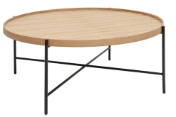 Miliboo Table Basse-Table basse ronde bois clair et métal noir D90 cm BASSY