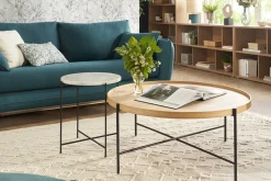 Miliboo Table Basse-Table basse ronde bois clair et métal noir D90 cm BASSY