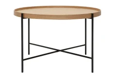 Miliboo Table Basse-Table basse ronde bois clair et métal noir D75 cm BASSY