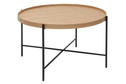Miliboo Table Basse-Table basse ronde bois clair et métal noir D75 cm BASSY