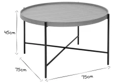 Miliboo Table Basse-Table basse ronde bois clair et métal noir D75 cm BASSY