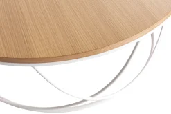 Miliboo Table Basse-Table basse ronde bois clair chêne et métal blanc D80 cm LACE