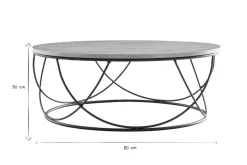 Miliboo Table Basse-Table basse ronde bois clair chêne et métal noir D80 cm LACE