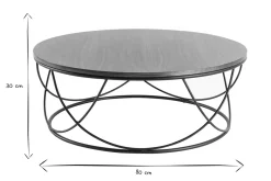 Miliboo Table Basse-Table basse ronde bois foncé noyer et métal noir D80 cm LACE
