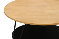 Miliboo Table Basse-Table basse ronde bois manguier massif et métal noir D80 cm PRIYA