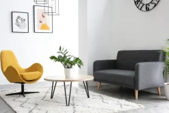 Miliboo Table Basse-Table basse ronde bois manguier massif et métal noir D80 cm VIBES