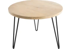 Miliboo Table Basse|Table D'appoint-Table basse ronde bois manguier massif et métal noir D60 cm VIBES