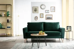 Miliboo Table Basse|Table D'appoint-Table basse ronde bois manguier massif et métal noir D60 cm VIBES