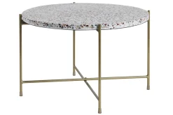 Miliboo Table Basse-Table basse ronde design en terrazzo et métal doré D55 cm MEZZO