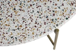Miliboo Table Basse-Table basse ronde design en terrazzo et métal doré D55 cm MEZZO