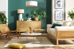 Miliboo Table Basse-Table basse ronde design en terrazzo et métal doré D81 cm MEZZO