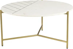 Miliboo Table Basse-Table basse ronde design en marbre blanc et laiton D90 cm SILLON