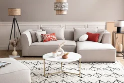 Miliboo Table Basse-Table basse ronde design en marbre blanc et laiton D90 cm SILLON