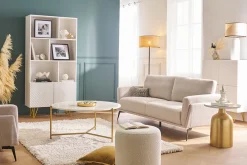 Miliboo Table Basse-Table basse ronde design en marbre blanc et laiton D90 cm SILLON