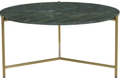 Miliboo Table Basse-Table basse ronde design en marbre vert et laiton D90 cm SILLON