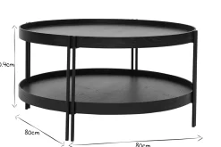 Miliboo Table Basse-Table basse ronde design bois noir et métal noir D80 cm TWICE