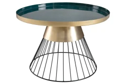 Miliboo Table Basse-Table basse ronde en acier laqué bleu pétrole et doré D55 cm SPLEEN