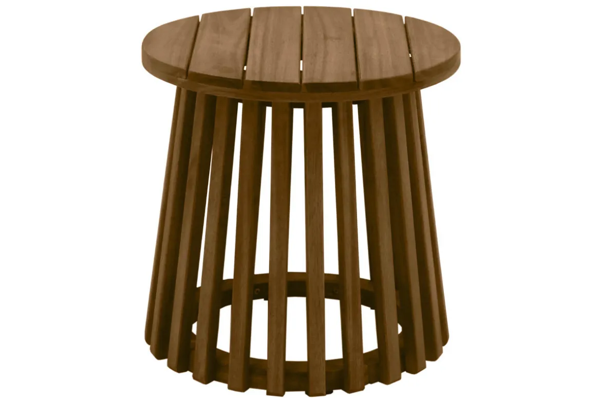 Miliboo Table D'appoint|Table De Jardin-Table basse ronde en bois massif D40 cm - NASSAU