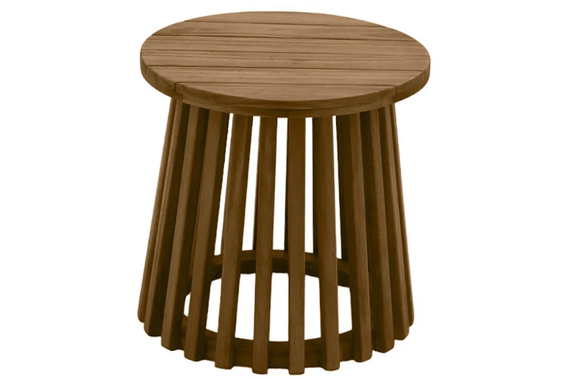 Miliboo Table D'appoint|Table De Jardin-Table basse ronde en bois massif D40 cm - NASSAU