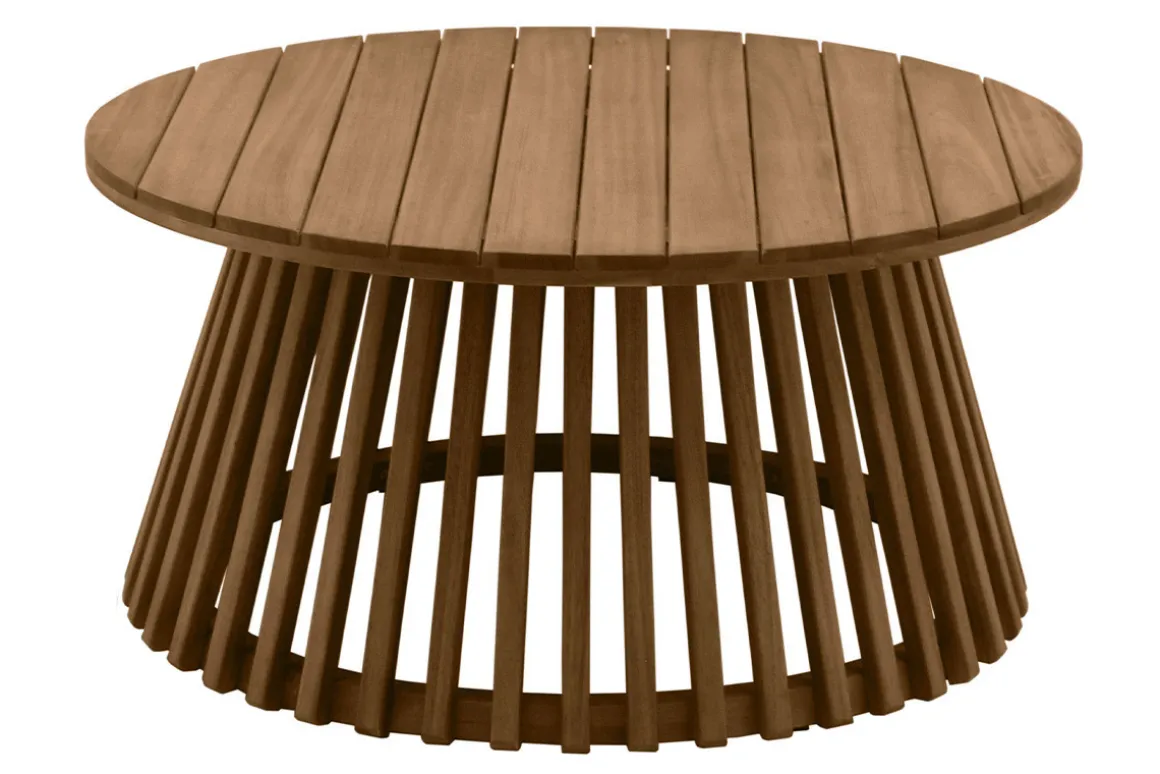 Miliboo Table Basse|Table De Jardin-Table basse ronde en bois massif D80 cm - NASSAU