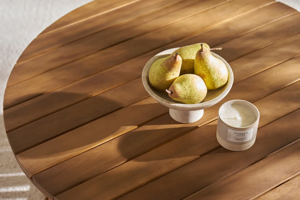 Miliboo Table Basse|Table De Jardin-Table basse ronde en bois massif D80 cm - NASSAU