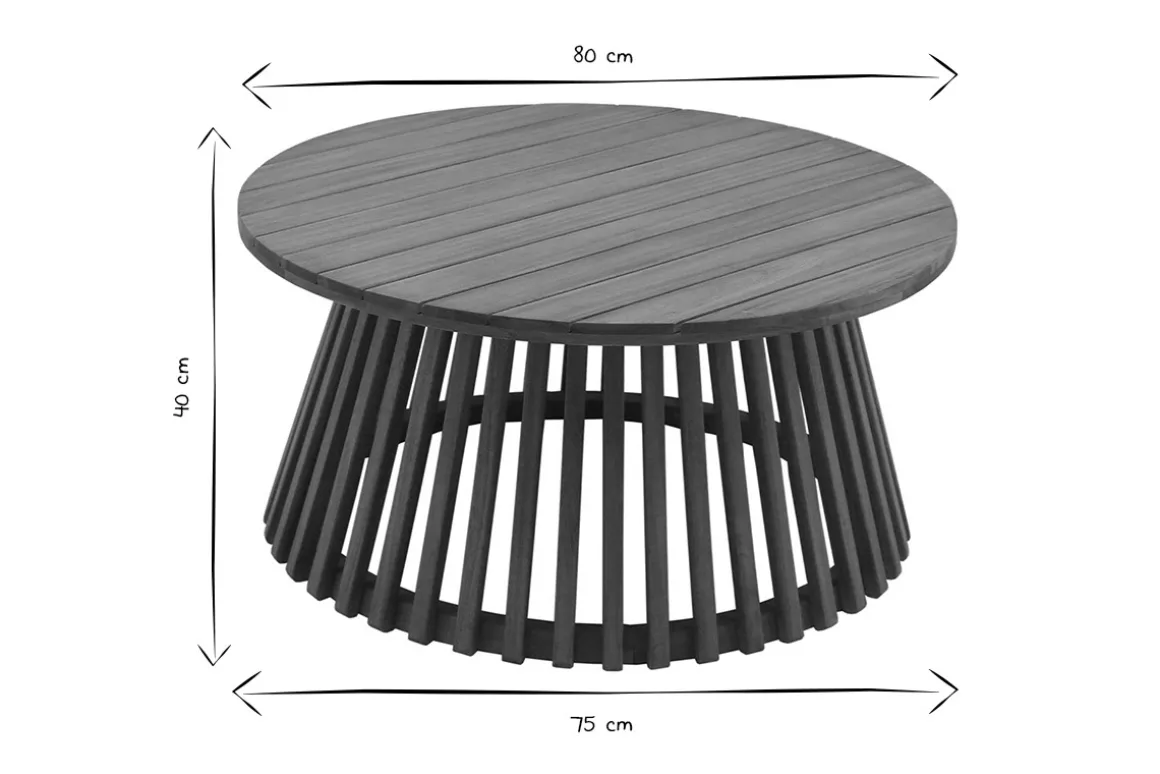 Miliboo Table Basse|Table De Jardin-Table basse ronde en bois massif D80 cm - NASSAU