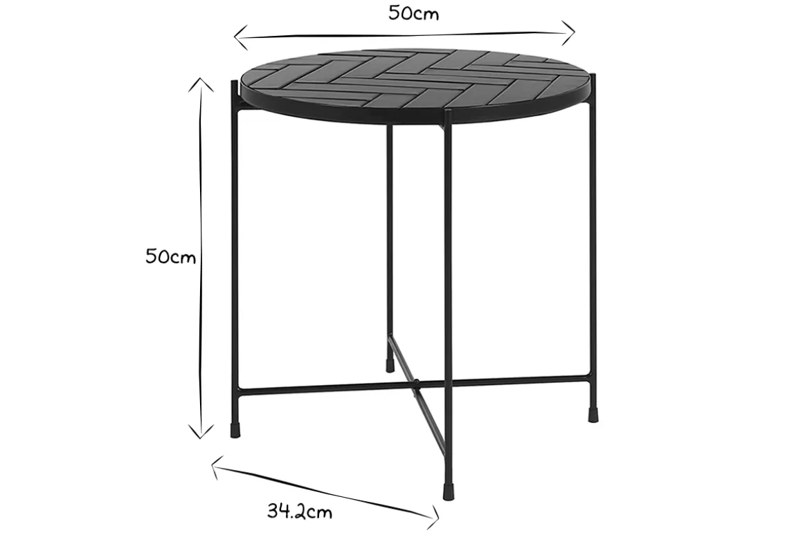 Miliboo Table Basse-Table basse ronde en céramique vert foncé et métal noir D50 cm KOTTA