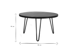 Miliboo Table Basse-Table basse ronde industrielle bois manguier massif et métal noir L80 cm ATELIER
