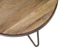 Miliboo Table Basse|Table D'appoint-Table basse ronde industrielle bois manguier massif et métal noir D50 cm ATELIER