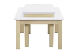 Miliboo Table Basse-Table basse scandinave avec banc intégré blanc et bois clair L110 cm CYBEL