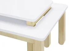Miliboo Table Basse-Table basse scandinave avec banc intégré blanc et bois clair L110 cm CYBEL