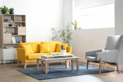 Miliboo Table Basse-Table basse scandinave avec banc intégré blanc et bois clair L110 cm CYBEL