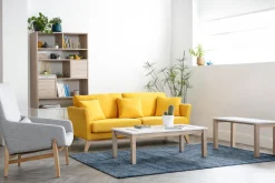 Miliboo Table Basse-Table basse scandinave avec banc intégré blanc et bois clair L110 cm CYBEL