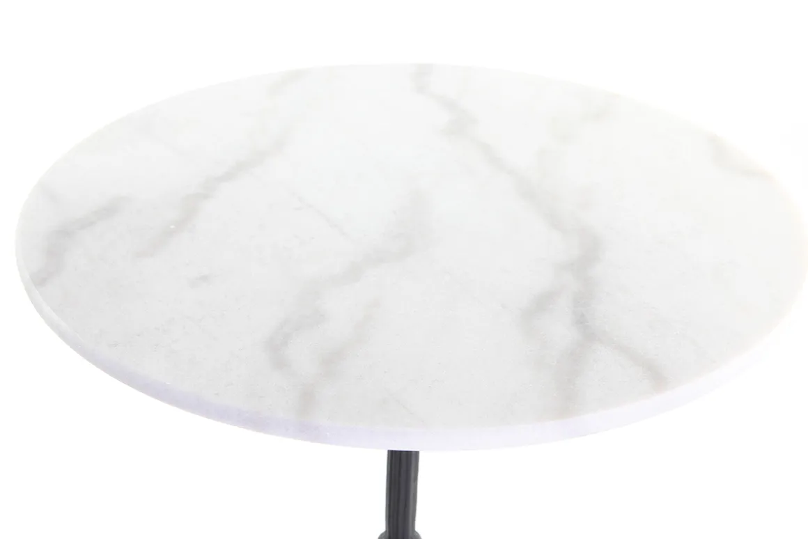 Miliboo Table De Bar / Bar|Table De Jardin-Table bistrot ronde en marbre blanc et métal noir L60 cm CONTY