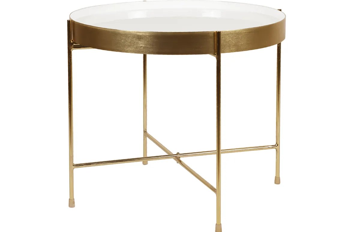 Miliboo Table Basse|Table D'appoint-Table d'appoint avec plateau réversible bleu canard / blanc D51 cm SATEEN