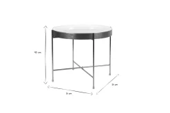 Miliboo Table Basse|Table D'appoint-Table d'appoint avec plateau réversible bleu canard / blanc D51 cm SATEEN