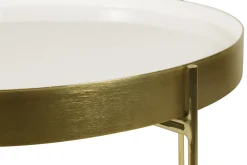 Miliboo Table Basse|Table D'appoint-Table d'appoint avec plateau réversible bleu canard / blanc D51 cm SATEEN