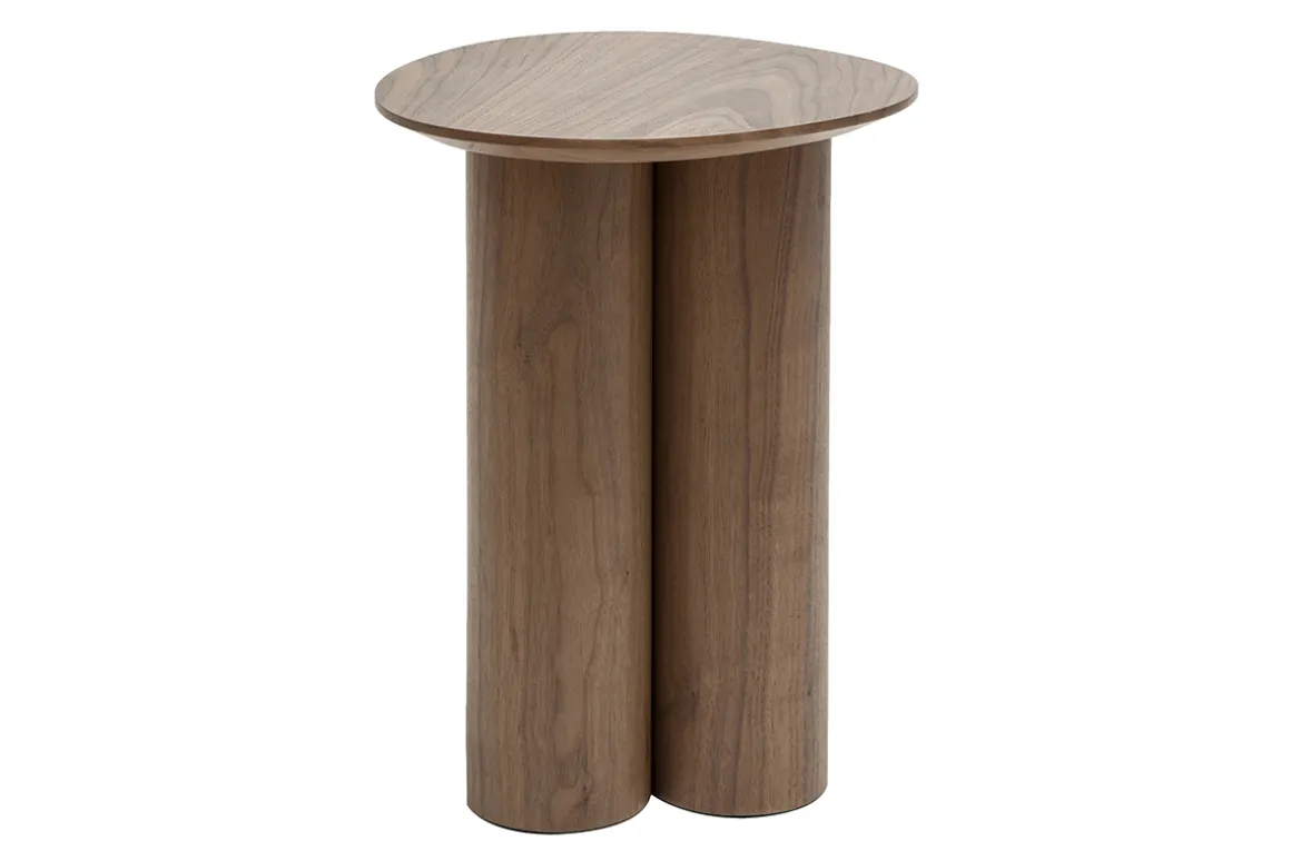 Miliboo Table Basse|Table D'appoint-Table d'appoint design bois foncé noyer L44 cm HOLLEN