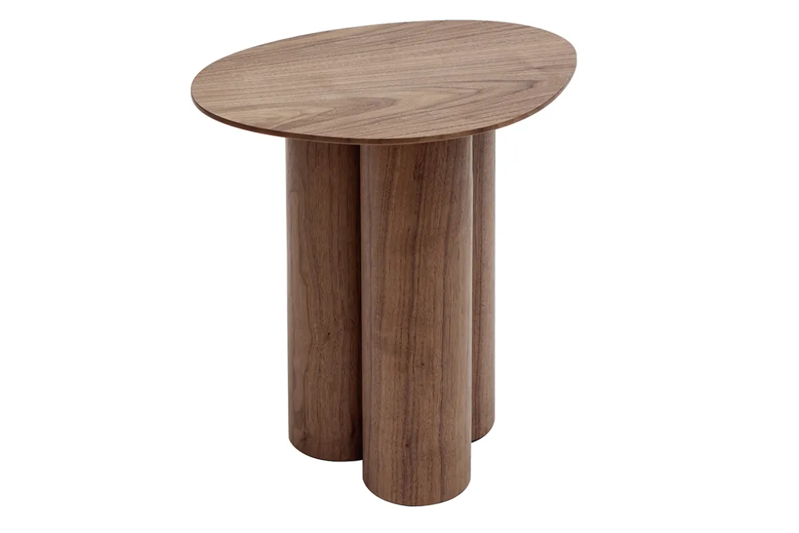 Miliboo Table Basse|Table D'appoint-Table d'appoint design bois foncé noyer L44 cm HOLLEN