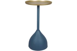 Miliboo Table D'appoint-Table d'appoint design en métal bleu pétrole mat et plateau doré RAMSES