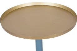 Miliboo Table D'appoint-Table d'appoint design en métal bleu pétrole mat et plateau doré RAMSES