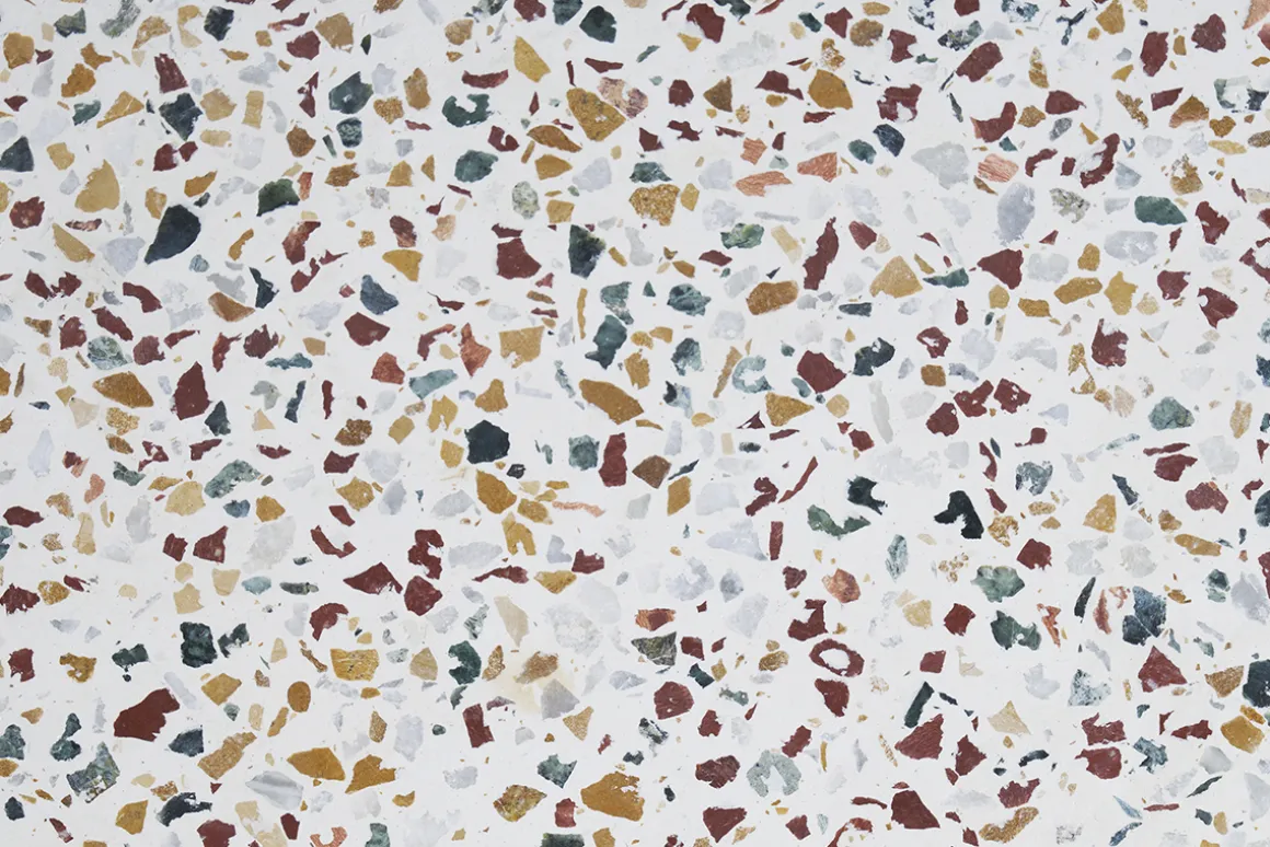 Miliboo Table D'appoint-Table d'appoint design ronde en terrazzo et métal doré D40 cm MEZZO