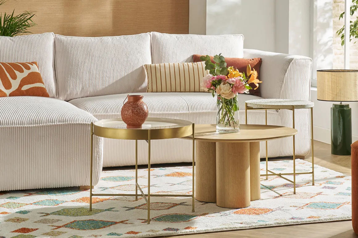 Miliboo Table D'appoint-Table d'appoint design ronde en terrazzo et métal doré D40 cm MEZZO