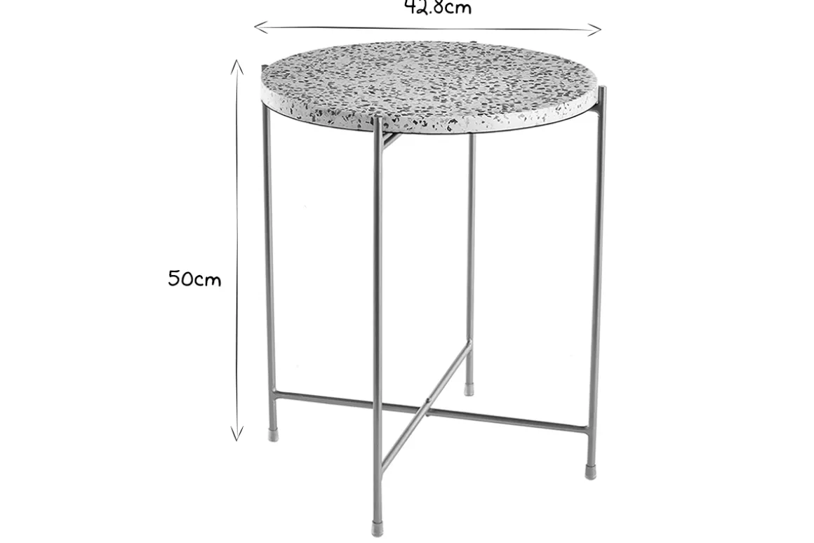 Miliboo Table D'appoint-Table d'appoint design ronde en terrazzo et métal doré D40 cm MEZZO