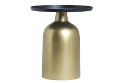 Miliboo Table D'appoint-Table d'appoint design ronde en métal doré et plateau noir mat RAMSES