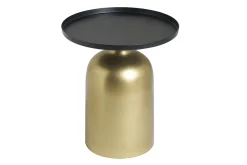 Miliboo Table D'appoint-Table d'appoint design ronde en métal doré et plateau noir mat RAMSES
