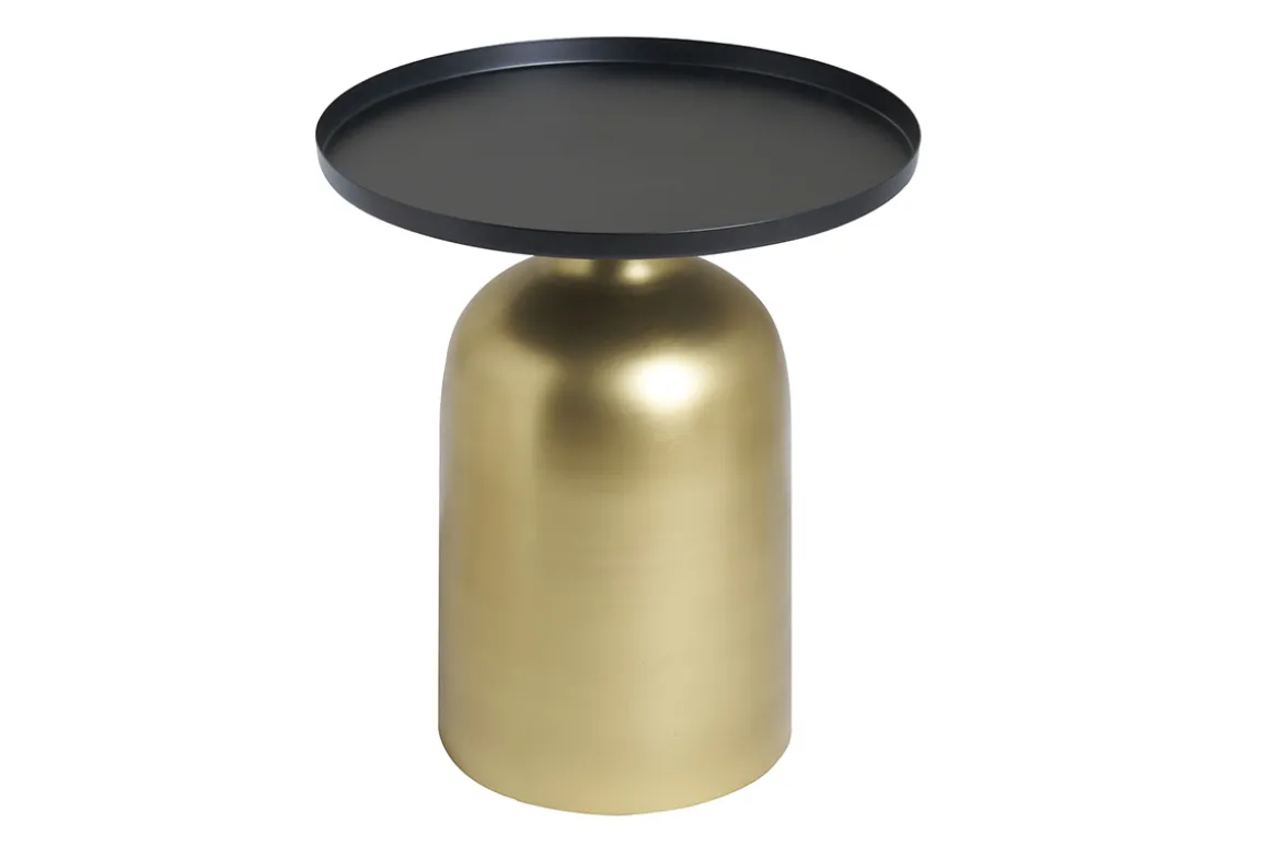 Miliboo Table D'appoint-Table d'appoint design ronde en métal doré et plateau noir mat RAMSES