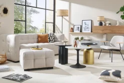 Miliboo Table D'appoint-Table d'appoint design ronde en métal doré et plateau noir mat RAMSES